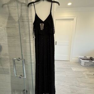 Adrianna Papell Black Beaded Maxi Dress